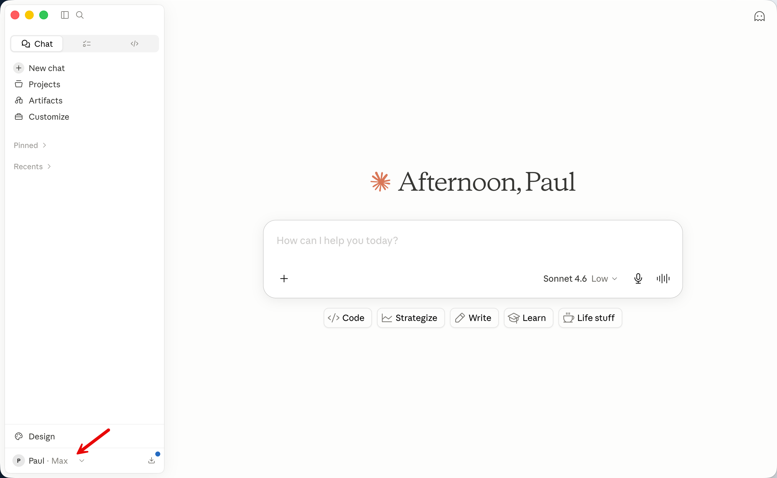 Claude Desktop User Settings menu